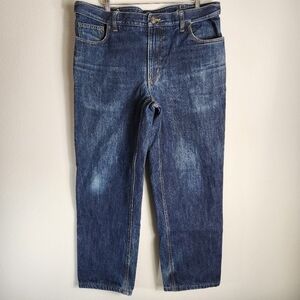 Lands End Mens Comfort Waist Flannel-Lined Tapered Leg Jeans-Size 38x29